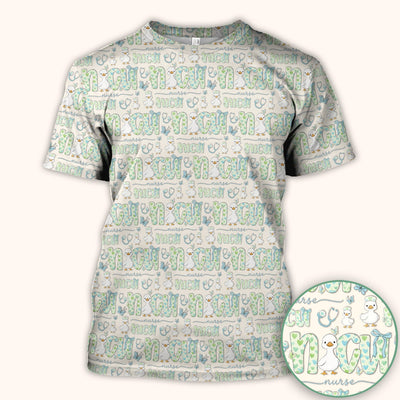 NICU Nurse Duck Pattern Scrub Top, Comfortable Scrubs for Nurses