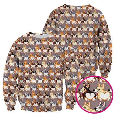 Funny Corgi Cartoon Pattern Scrub Top, Comfortable Scrubs for Nurses
