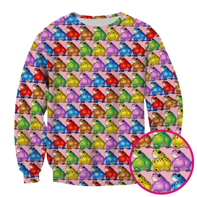Funny Colorful Frogs Pattern Scrubs Top, Comfortable Scrubs for Nurses