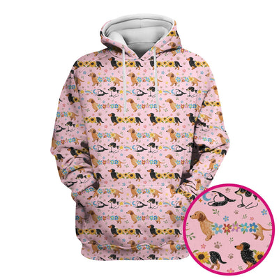 Floral Wiener Dog Pattern Scrub Top, Medical Scrubs for Nurses