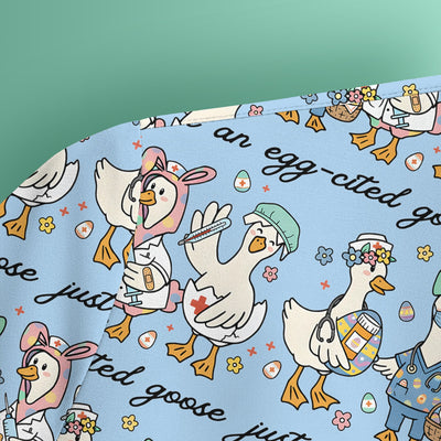 Funny Easter Nurse Goose Pattern Scrub Top, Comfortable Scrubs for Nurses