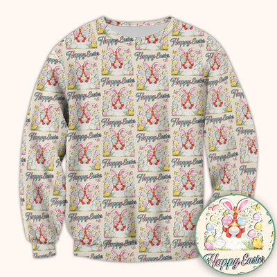 Happy Easter Bunny Eggs Pattern Scrub Top, Comfortable Scrubs for Nurses