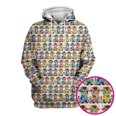 Cute Patchwork Cow With Flowers Pattern Scrubs Top, Comfortable Scrubs for Nurses