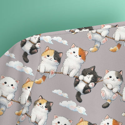 Cute Cats Sitting on Rope Pattern Scrubs Top, Comfortable Scrubs for Nurses