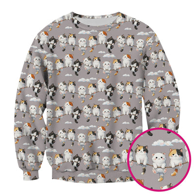Cute Cats Sitting on Rope Pattern Scrubs Top, Comfortable Scrubs for Nurses
