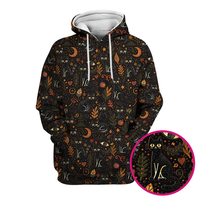Mystic Black Cat Celestial Doodle Pattern Scrub Top, Comfortable Scrubs for Nurses