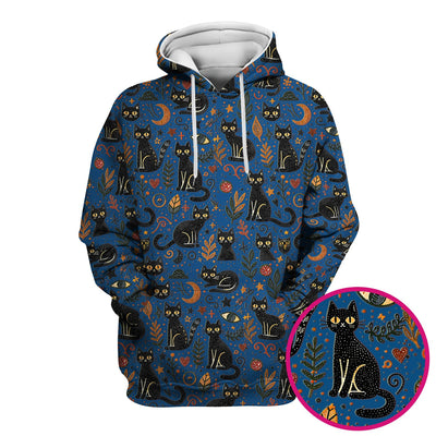 Mystic Black Cat Celestial Doodle Pattern Scrub Top, Comfortable Scrubs for Nurses