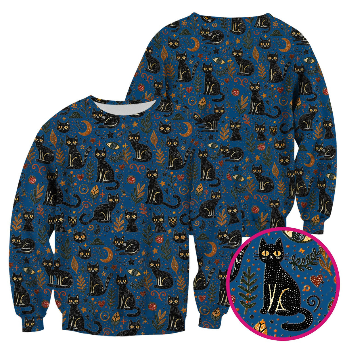 Mystic Black Cat Celestial Doodle Pattern Scrub Top, Comfortable Scrubs for Nurses