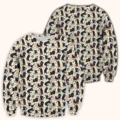 Playful Black Cat Easter Egg Pattern Scrub Top, Comfortable Scrubs for Nurses