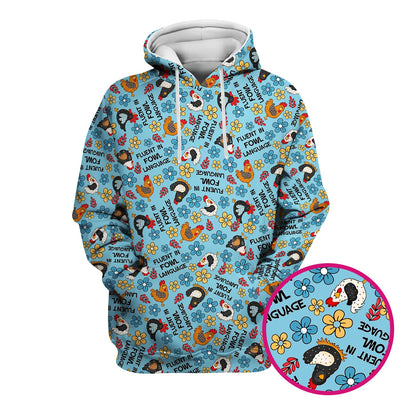 Funny Chicken Fluent in Fowl Language Pattern Scrub Top, Comfortable Scrubs for Nurses