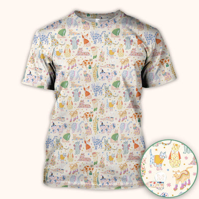 Cute Colorful Cats Pattern Scrub Top, Comfortable Scrubs for Nurses