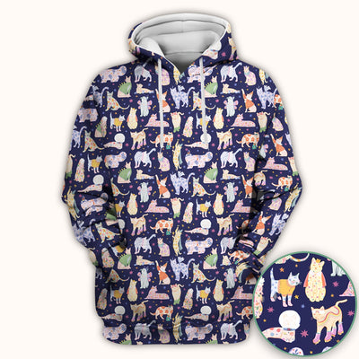 Cute Colorful Cats Pattern Scrub Top, Comfortable Scrubs for Nurses