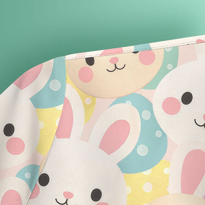 Pastel Bunny Faces Easter Eggs Pattern Scrubs Top, Comfortable Scrubs for Nurses