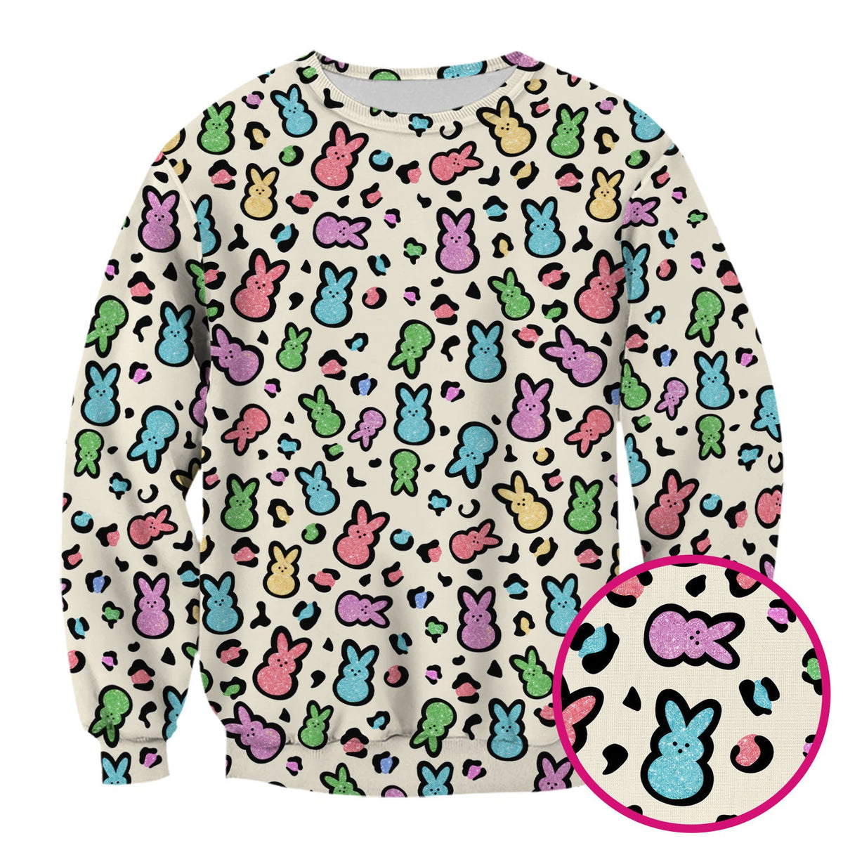 Cute Easter Bunny Pastel Pattern Scrub Top, Comfortable Scrubs for Nurses