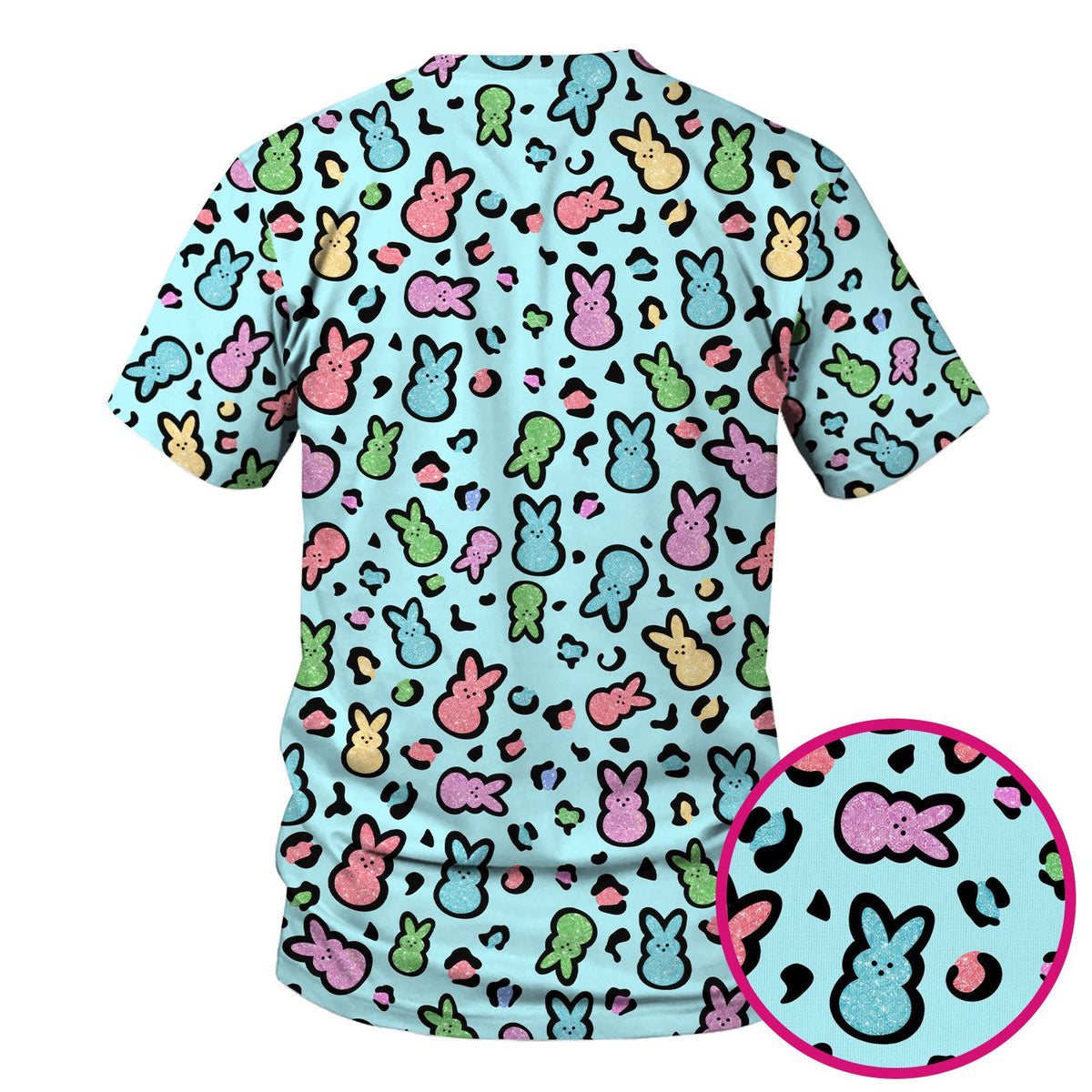 Cute Easter Bunny Pastel Pattern Scrub Top, Comfortable Scrubs for Nurses