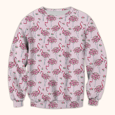 Pink Flamingo Floral Pattern Scrub Top, Comfortable Scrubs for Nurses