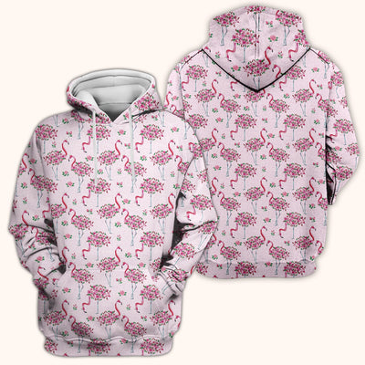 Pink Flamingo Floral Pattern Scrub Top, Comfortable Scrubs for Nurses