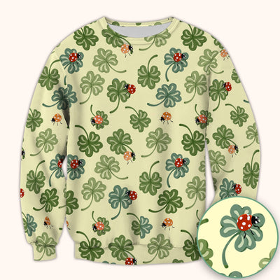 Clover and Ladybug Lucky Garden Pattern Scrubs Top, Comfortable Scrubs for Nurses