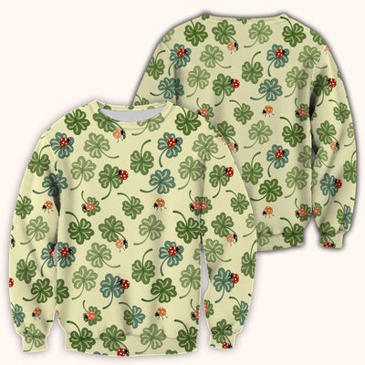 Clover and Ladybug Lucky Garden Pattern Scrubs Top, Comfortable Scrubs for Nurses