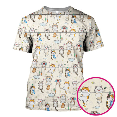Funny Cats With Cute Expressions Pattern Scrubs Top, Comfortable Scrubs for Nurses