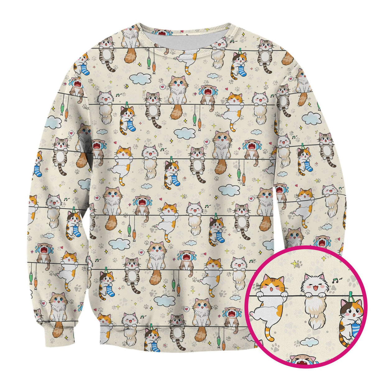 Funny Cats With Cute Expressions Pattern Scrubs Top, Comfortable Scrubs for Nurses