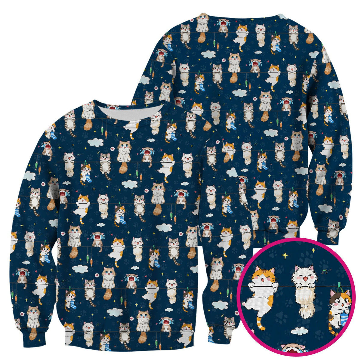 Funny Cats With Cute Expressions Pattern Scrubs Top, Comfortable Scrubs for Nurses