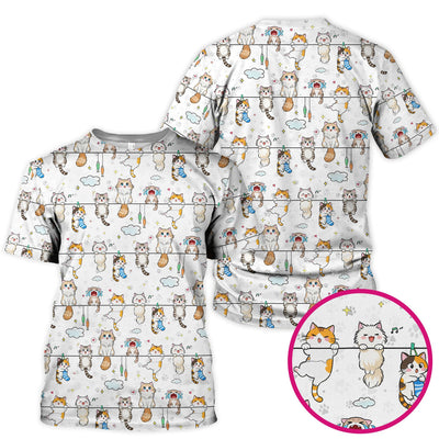Funny Cats With Cute Expressions Pattern Scrubs Top, Comfortable Scrubs for Nurses