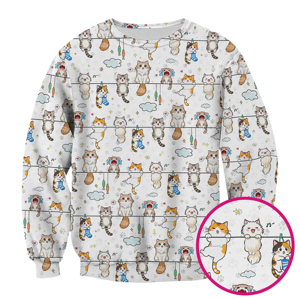 Funny Cats With Cute Expressions Pattern Scrubs Top, Comfortable Scrubs for Nurses