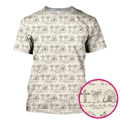 Christian Cross He Is Risen Pattern Scrubs Top, Comfortable Scrubs for Nurses