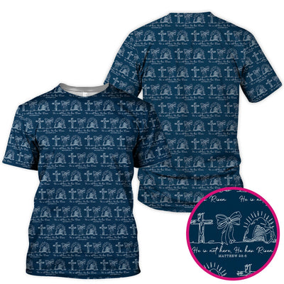 Christian Cross He Is Risen Pattern Scrubs Top, Comfortable Scrubs for Nurses