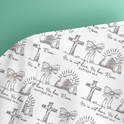 Christian Cross He Is Risen Pattern Scrubs Top, Comfortable Scrubs for Nurses