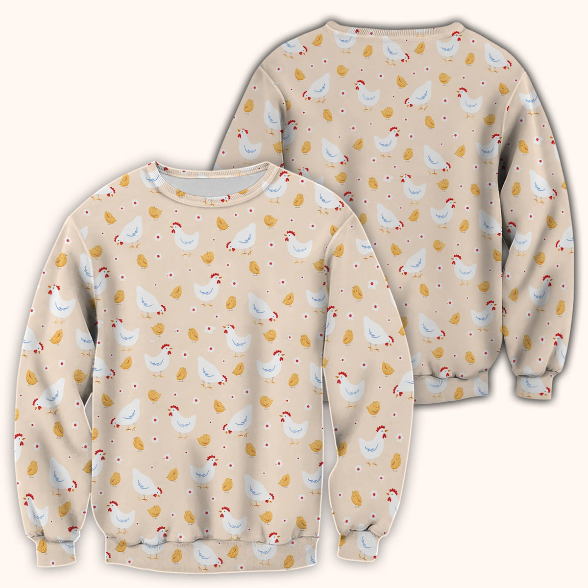 Chicken And Cute Chicks Pattern Scrubs Top, Comfortable Scrubs for Nurses