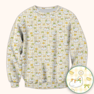 Adorable Ducks Lemon Daisy Pattern Scrubs Top, Comfortable Scrubs for Nurses