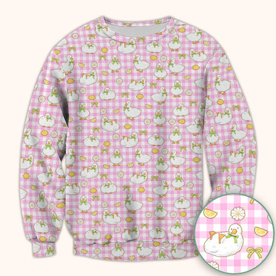 Adorable Ducks Lemon Daisy Pattern Scrubs Top, Comfortable Scrubs for Nurses