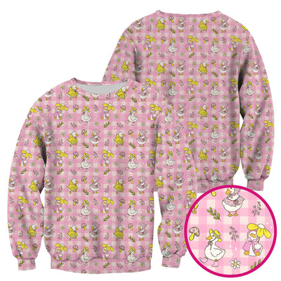 Spring Duckling Gingham Pattern Scrub Top, Comfortable Scrubs for Nurses