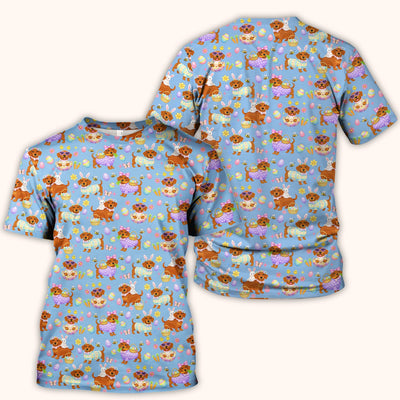 Cute Easter Dachshund Dog Pattern Scrub Top, Breathable Healthcare Uniform Top