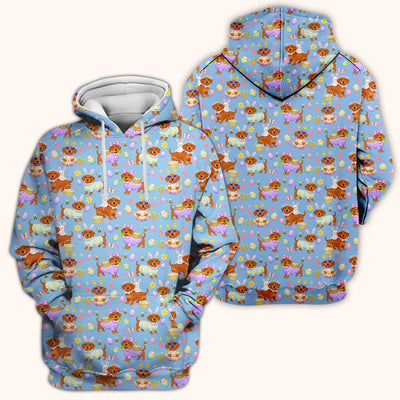 Cute Easter Dachshund Dog Pattern Scrub Top, Breathable Healthcare Uniform Top