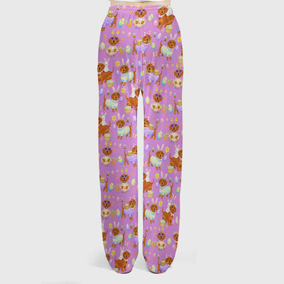 Cute Easter Dachshund Dog Pattern Scrub Top, Breathable Healthcare Uniform Top