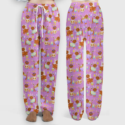 Cute Easter Dachshund Dog Pattern Scrub Top, Breathable Healthcare Uniform Top