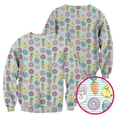 Funny Easter Chick Bunny Pattern Scrub Top, Breathable Fabrics Nursing Uniform