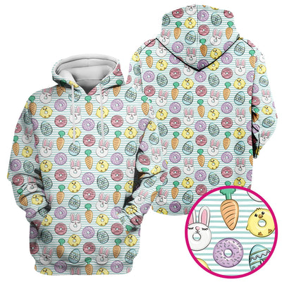 Funny Easter Chick Bunny Pattern Scrub Top, Breathable Fabrics Nursing Uniform