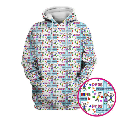 Peds Nurse Making A Difference Pattern Scrub Top, Comfortable Scrubs for Nurses