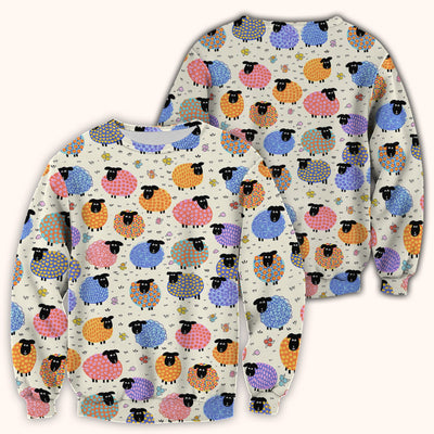 Funny Colorful Sheep Pattern Scrub Top, Comfortable Scrubs for Nurses