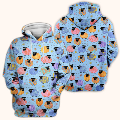 Funny Colorful Sheep Pattern Scrub Top, Comfortable Scrubs for Nurses