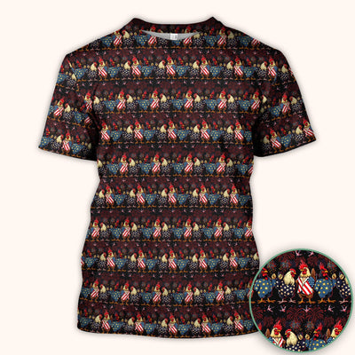 Patriotic Rooster Fireworks Pattern Scrub Top, Comfortable Scrubs for Nurses