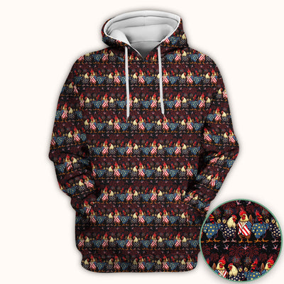 Patriotic Rooster Fireworks Pattern Scrub Top, Comfortable Scrubs for Nurses