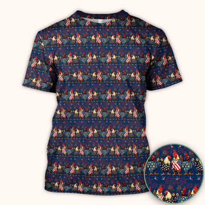 Patriotic Rooster Fireworks Pattern Scrub Top, Comfortable Scrubs for Nurses