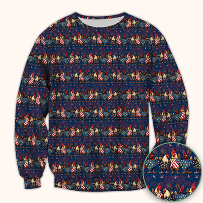 Patriotic Rooster Fireworks Pattern Scrub Top, Comfortable Scrubs for Nurses