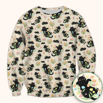 Cats With Cute Poses Floral Pattern Scrubs Top, Comfortable Scrubs for Nurses