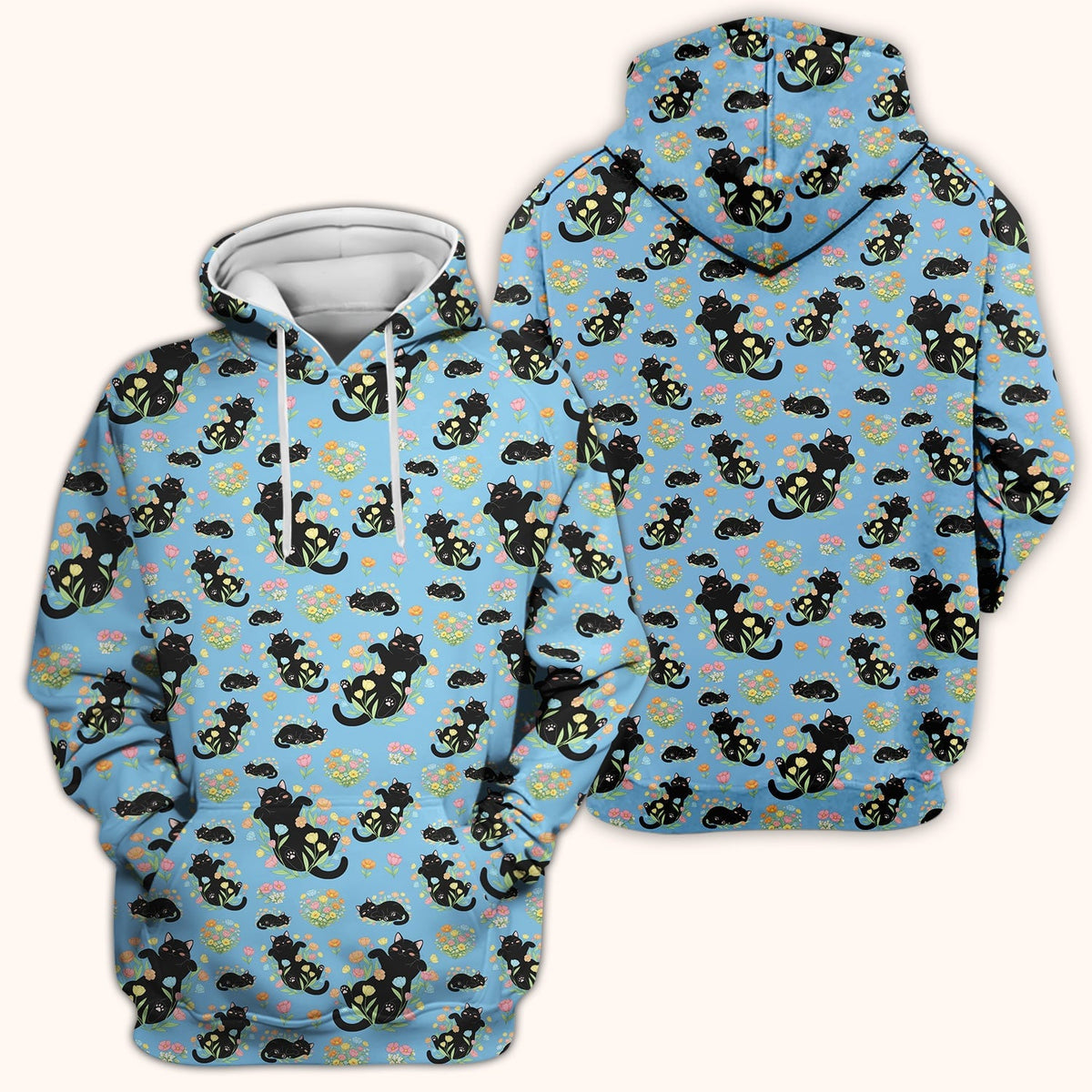 Cats With Cute Poses Floral Pattern Scrubs Top, Comfortable Scrubs for Nurses